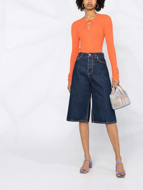 GANNI lace-up merino top - Orange - zdjęcie produktu nr 2