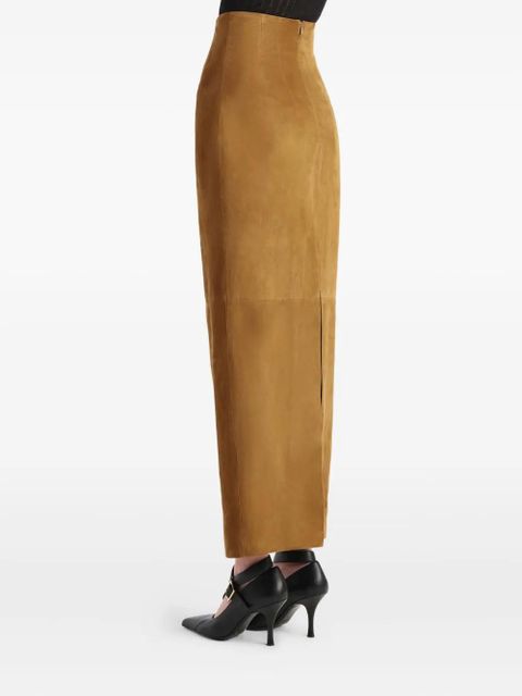 KHAITE suede maxi skirt - Brown