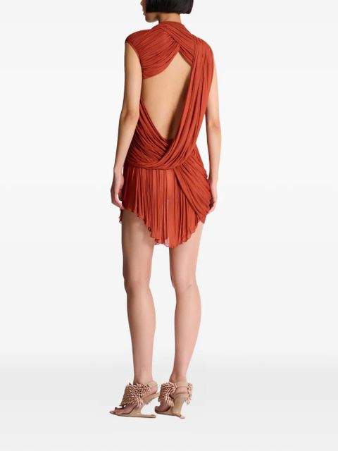 Balmain draped flowing dress - Red