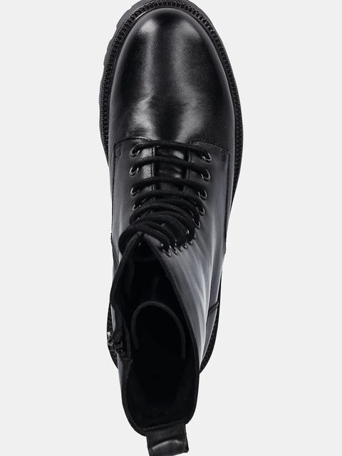 Medicine botki skórzane damskie kolor czarny na platformie