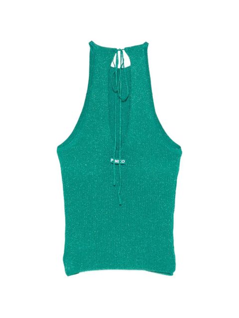 PINKO Linum tie-neck knit tank top - Green - zdjęcie produktu nr 2
