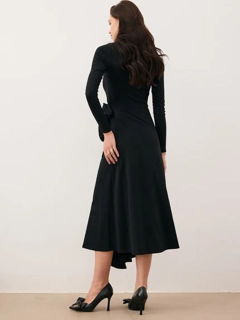 Bizuu sukienka ROTTA kolor czarny midi rozkloszowana ROTTA CZARNY