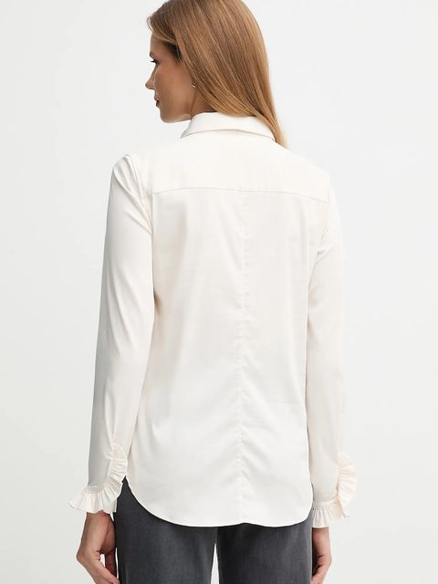 Mos Mosh koszula damska kolor beżowy regular z kołnierzykiem klasycznym 144070