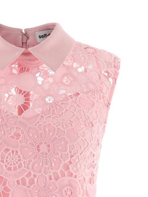 Self-Portrait lace collared dress - Pink