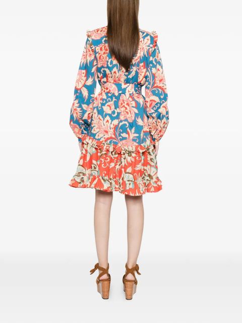 ETRO floral ruffled mini dress - Blue
