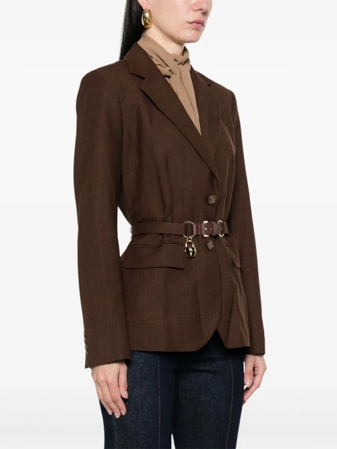 Lauren Ralph Lauren glen-plaid belted blazer - Brown