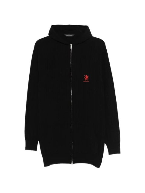Balenciaga logo-embroidered cable-knit hoodie - Black - zdjęcie produktu nr 1