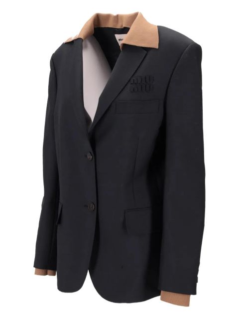 Miu Miu contrast-collar single-breasted blazer - Black