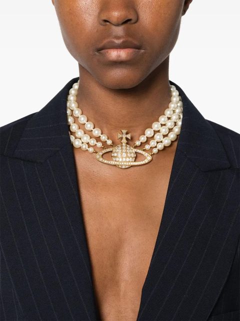 Vivienne Westwood Bas Relief three-row choker necklace - Neutrals