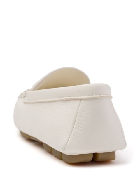 Prada enamel triangle-logo leather loafers - Neutrals