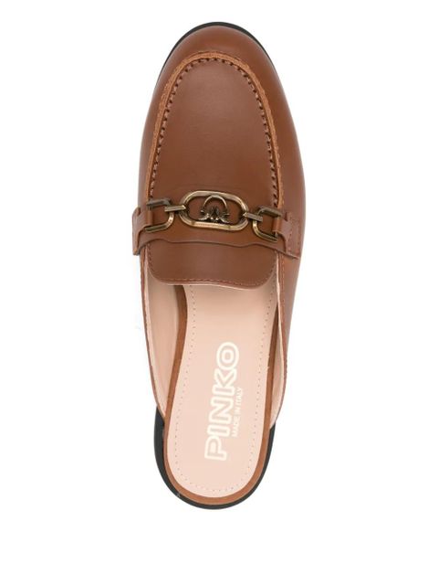 PINKO logo-chain mules - Brown