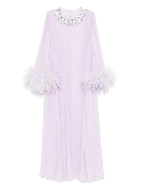 Self-Portrait chiffon feather-detail dress - Purple - zdjęcie produktu nr 1