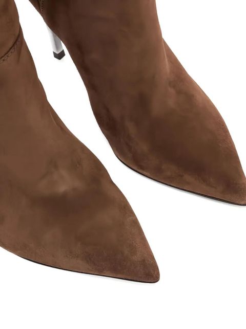 Casadei 100MM metallic-heel suede over-the-knee boots - Brown
