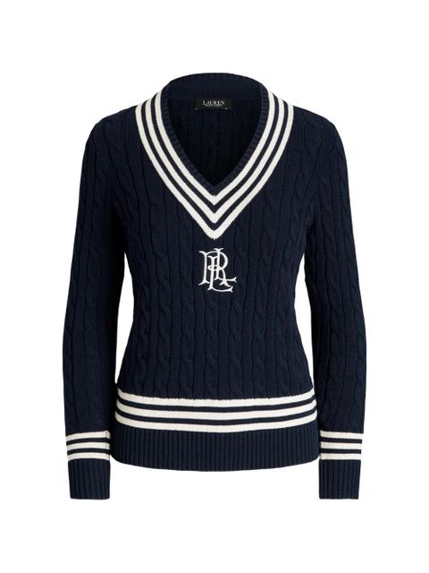 Lauren Ralph Lauren V-neck cotton sweater - Blue - zdjęcie produktu nr 1