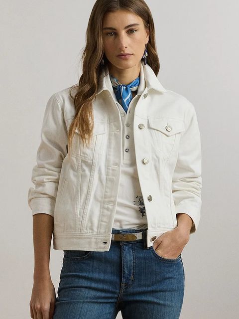 Lauren Ralph Lauren kurtka jeansowa kolor biały przejściowa 200926087 - zdjęcie produktu nr 1