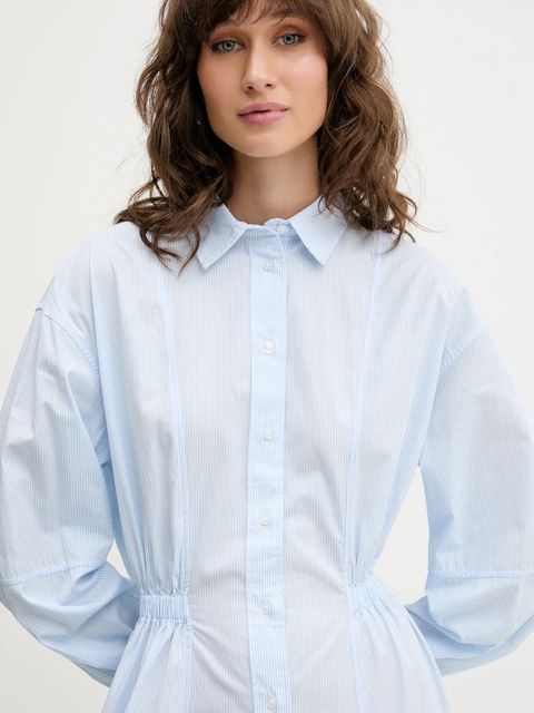 Tommy Jeans sukienka bawełniana kolor niebieski mini rozkloszowana DW0DW21744