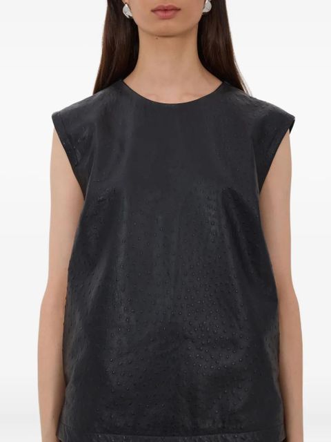 LouLou de Saison Fiza ostrich-effect leather top - Black
