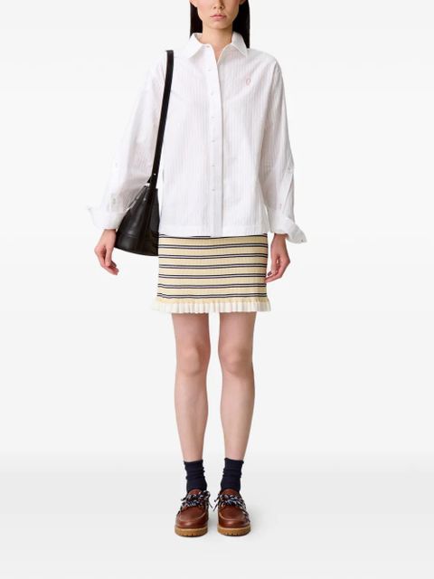 Claudie Pierlot embroidered-logo striped shirt - White - zdjęcie produktu nr 2