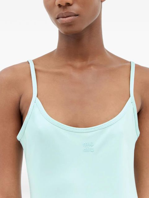 Miu Miu logo-motif maxi dress - Blue