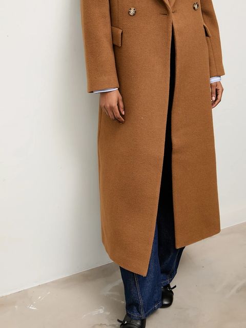 Answear.LAB płaszcz wełniany kolor beżowy