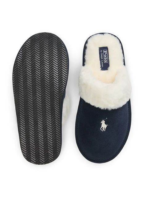 Polo Ralph Lauren kapcie zamszowe Kelcie kolor granatowy 842P03595002