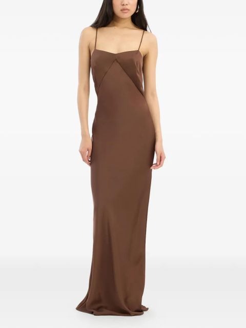 ROTATE BIRGER CHRISTENSEN satin maxi dress - Brown - zdjęcie produktu nr 2
