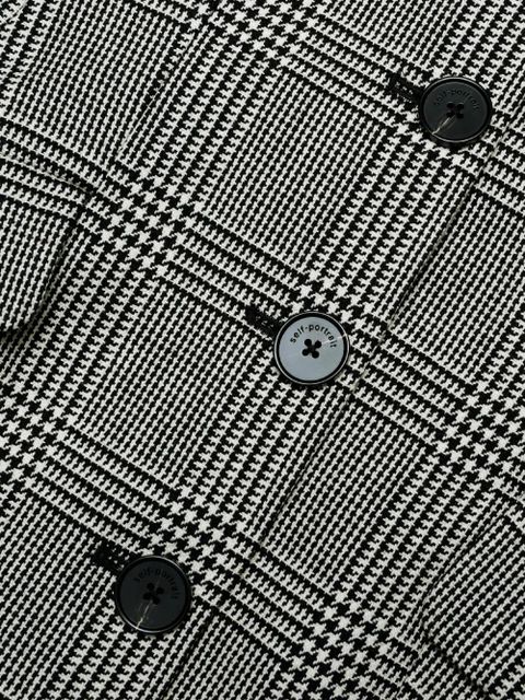 Self-Portrait check button mini dress - Black