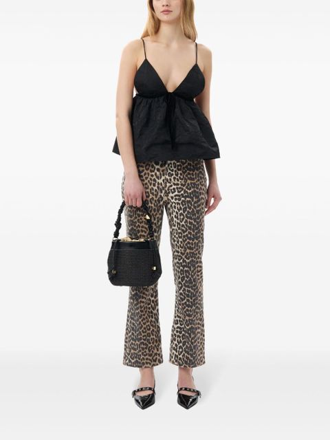 GANNI floral-jacquard flared tank top - Black - zdjęcie produktu nr 2