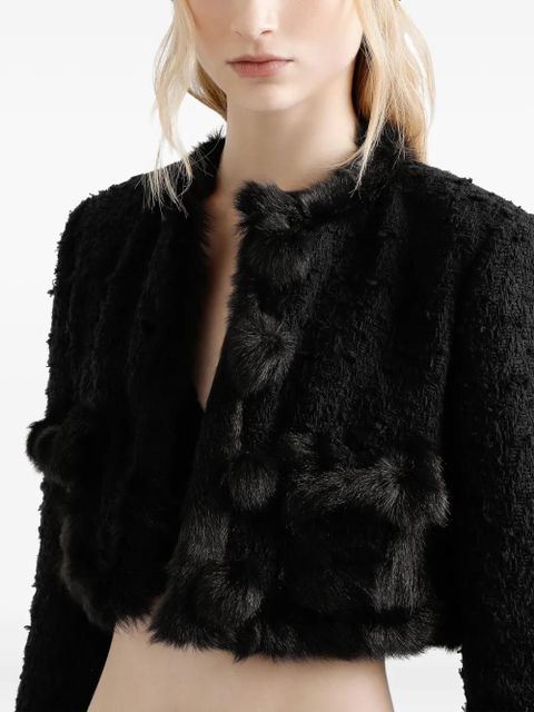 Dolce & Gabbana faux-fur trimmed tweed jacket - Black - zdjęcie produktu nr 2
