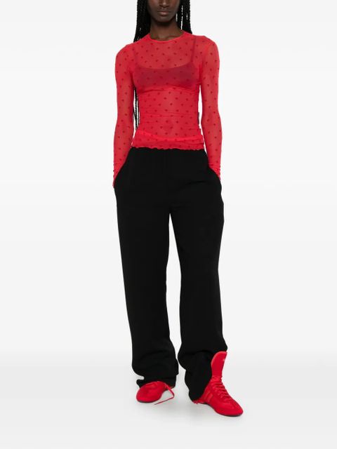 Marine Serre moon-print mesh T-shirt - Red - zdjęcie produktu nr 2