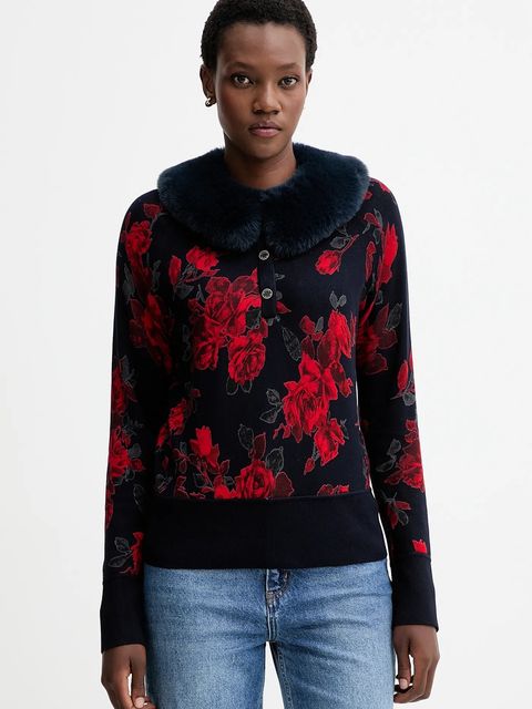 Blugirl Blumarine sweter dwustronny kolor granatowy RF5191.MA98O