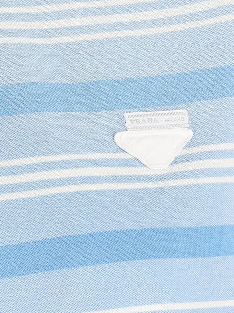 Prada striped logo polo top - Blue