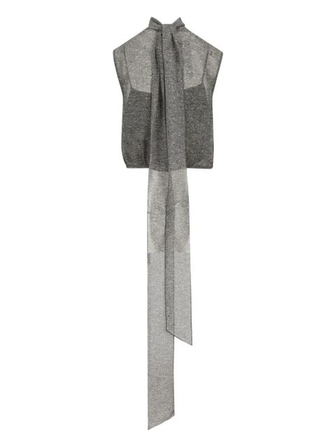 Gucci sleeveless bow-detail blouse - Grey - zdjęcie produktu nr 2