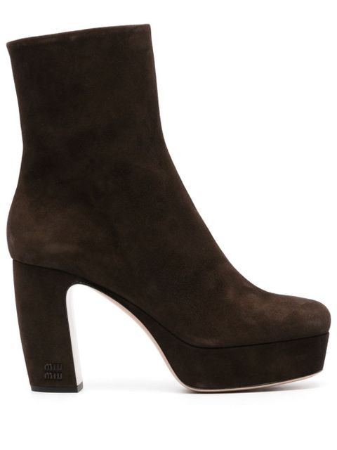 Miu Miu 95mm suede ankle boots - Brown - zdjęcie produktu nr 1