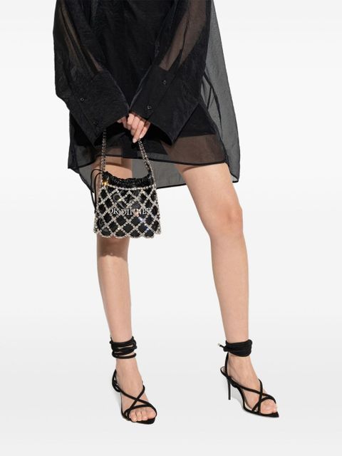 Off-White crystal-skull leather tote bag - Black