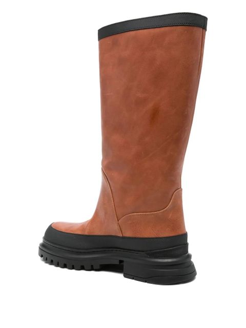 Missoni leather platform boots - Brown