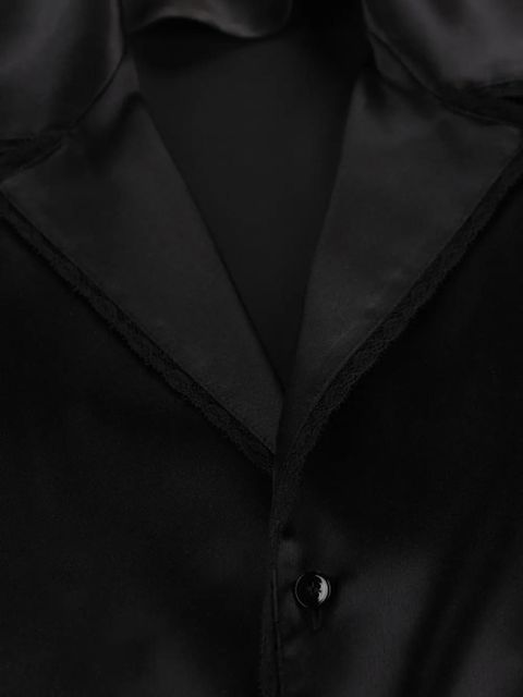 Saint Laurent lace-trim silk shirt - Black