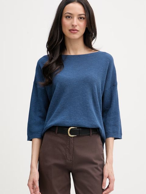 United Colors of Benetton sweter z krótkim rękawem damski z lnem - zdjęcie produktu nr 1