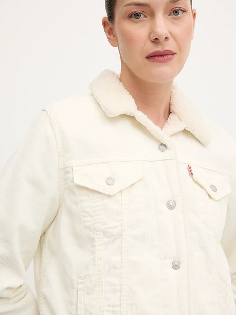 Levi's kurtka sztruksowa kolor beżowy przejściowa 36136