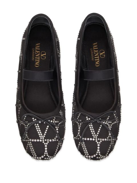 Valentino Garavani Toile Iconographe embellished ballerina shoes - Black - zdjęcie produktu nr 2