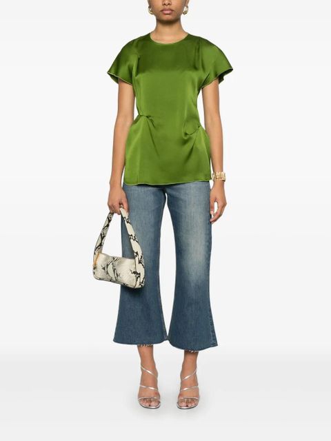 Victoria Beckham pleat-detail top - Green - zdjęcie produktu nr 2