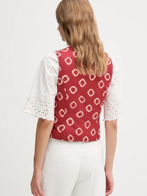 Hoss Intropia kamizelka z domieszką lnu damskie kolor czerwony dwurzędowa 5879143 - zdjęcie produktu nr 2