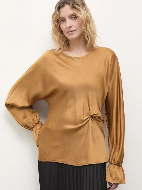 Answear.LAB bluzka damska kolor brązowy gładka