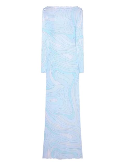 PUCCI marmo-print tulle maxi dress - Blue - zdjęcie produktu nr 1