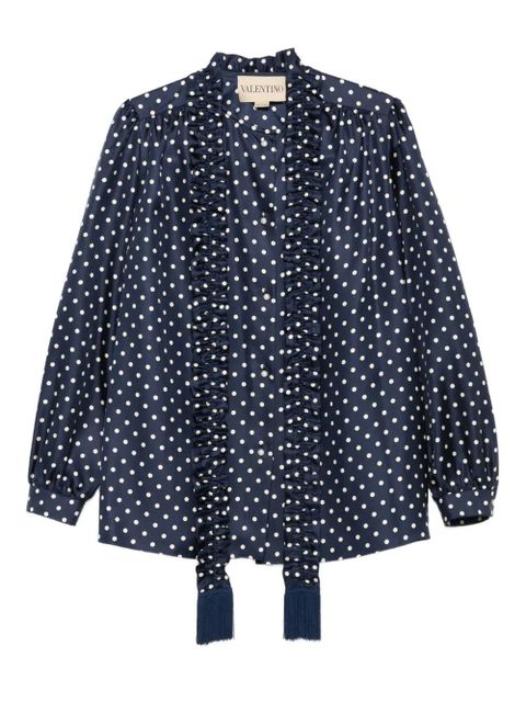 Valentino Garavani polka-dot ruffled shirt - Blue - zdjęcie produktu nr 1