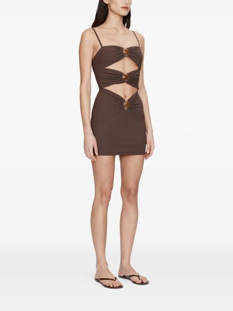 Christopher Esber stone ruched mini dress - Brown