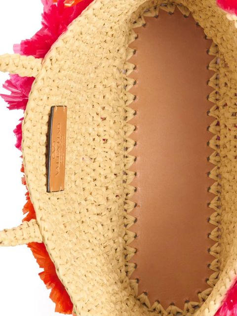 Valentino Garavani small floral-appliqué tote bag - Neutrals