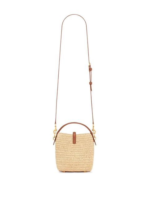 Saint Laurent mini LE 37 raffia bucket bag - Neutrals
