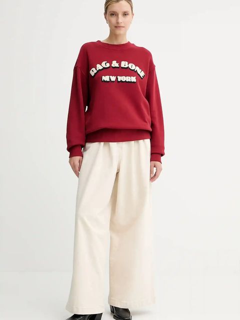 Rag & Bone bluza damska kolor czerwony z aplikacją RE0E25FT3VW