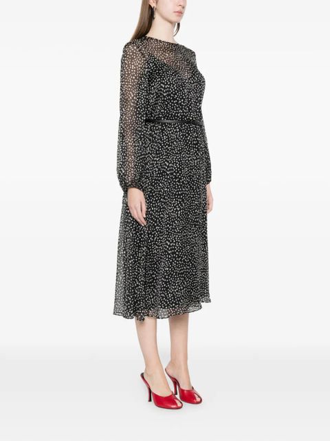 Max Mara belted polka-dot dress - Black